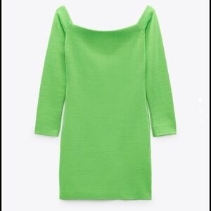 Zara Green Off The Shoulder Dress